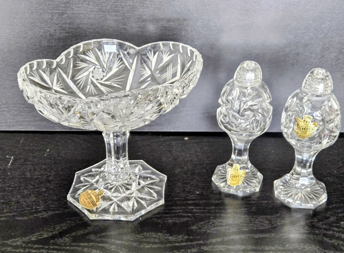 Vintage Bohemian Czech Crystal, 3 Piece Set - photo 2