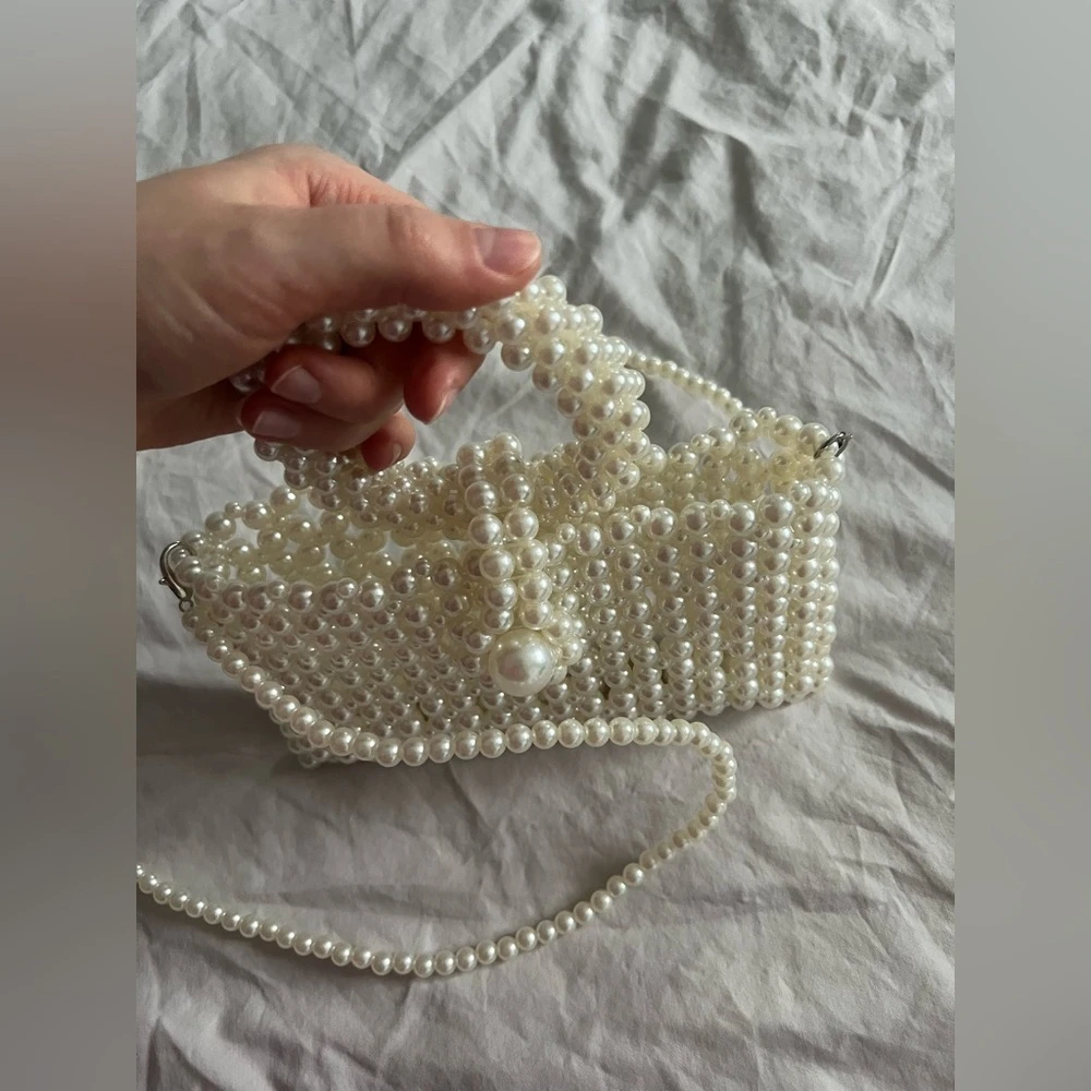 Pearl Beaded Bag - Elegant Cream Women's Purse - photo 4