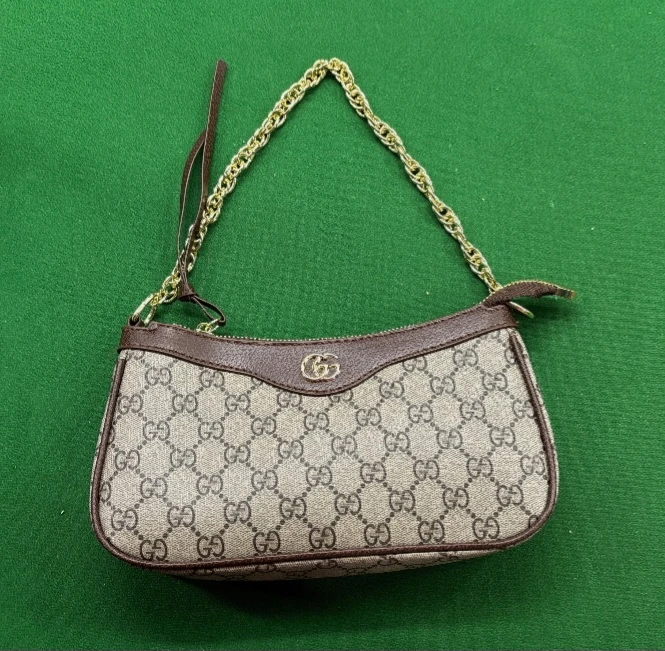 Gucci Monogram Shoulder Bag with Chain Strap