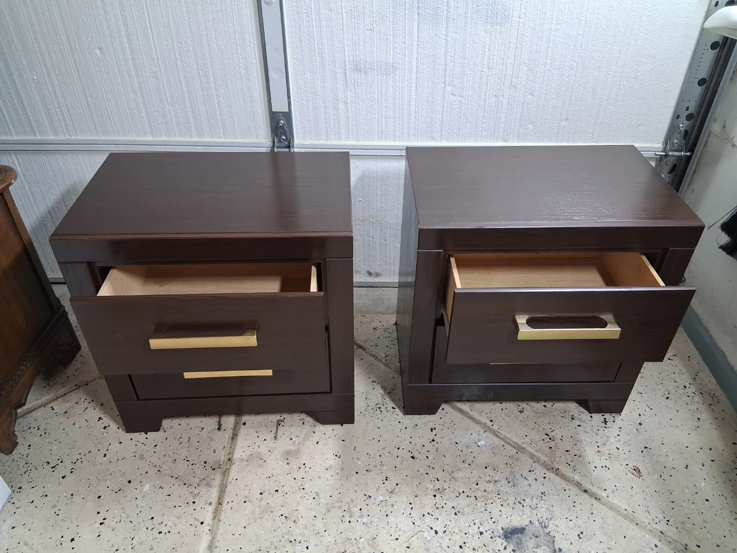 Set of 2 Dark Brown Nightstands with Gold Handles - photo 4