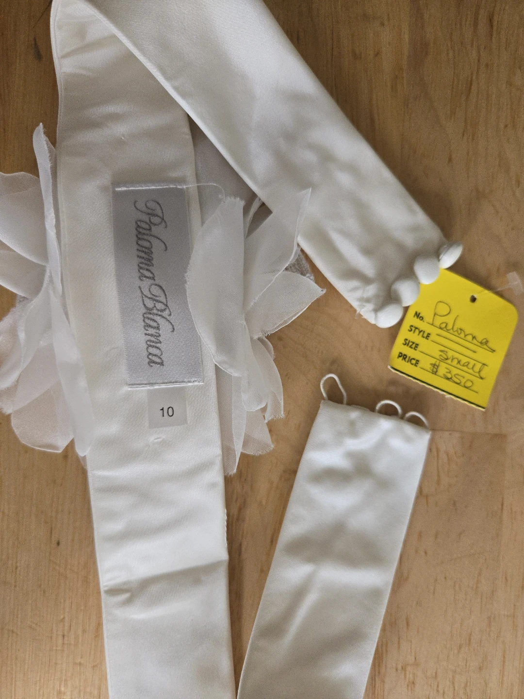 Paloma Blanca Wedding Dress Sash White Beaded Flower Size 10 - photo 3