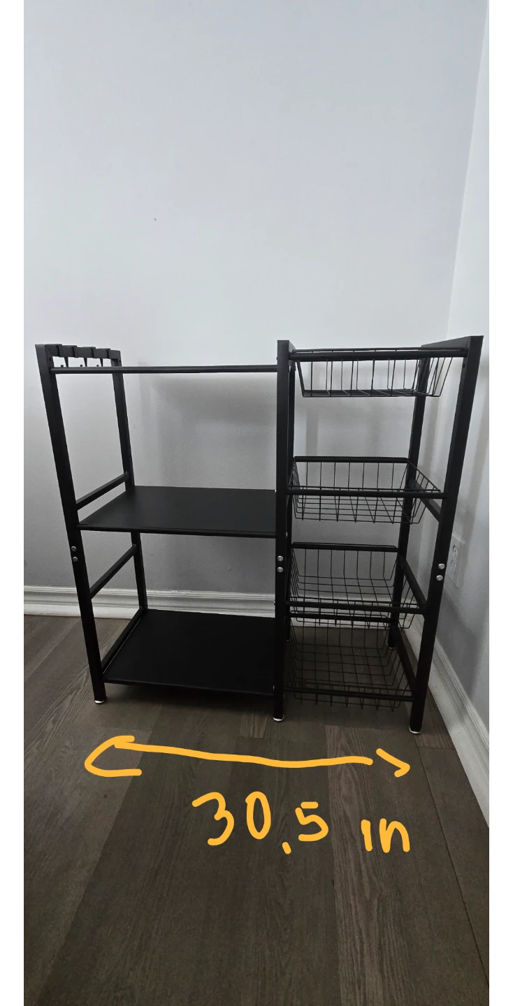 Black Metal Kitchen Storage Rack with Baskets