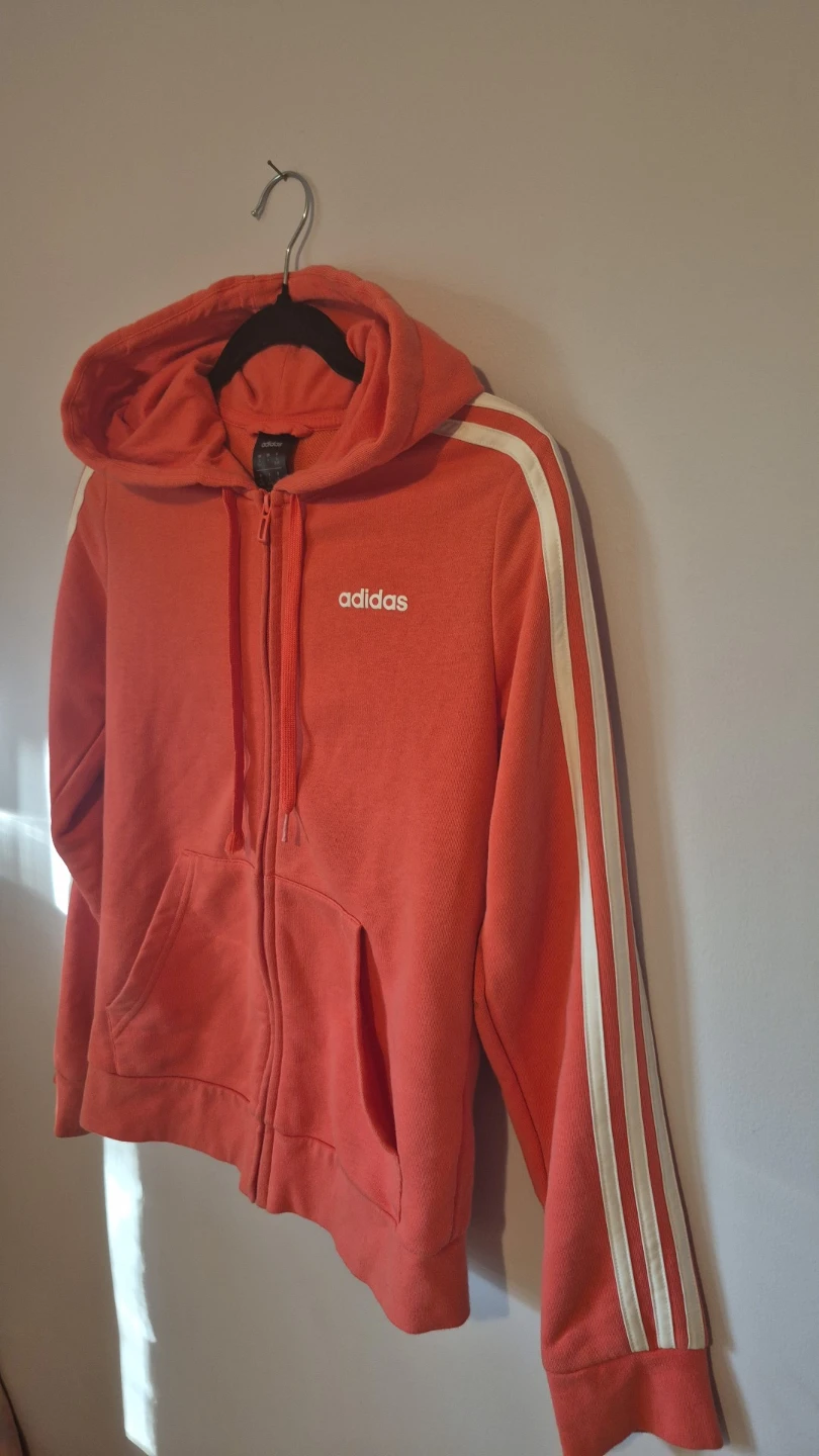 Coral Adidas Full Zip Hoodie with White Stripes - photo 2