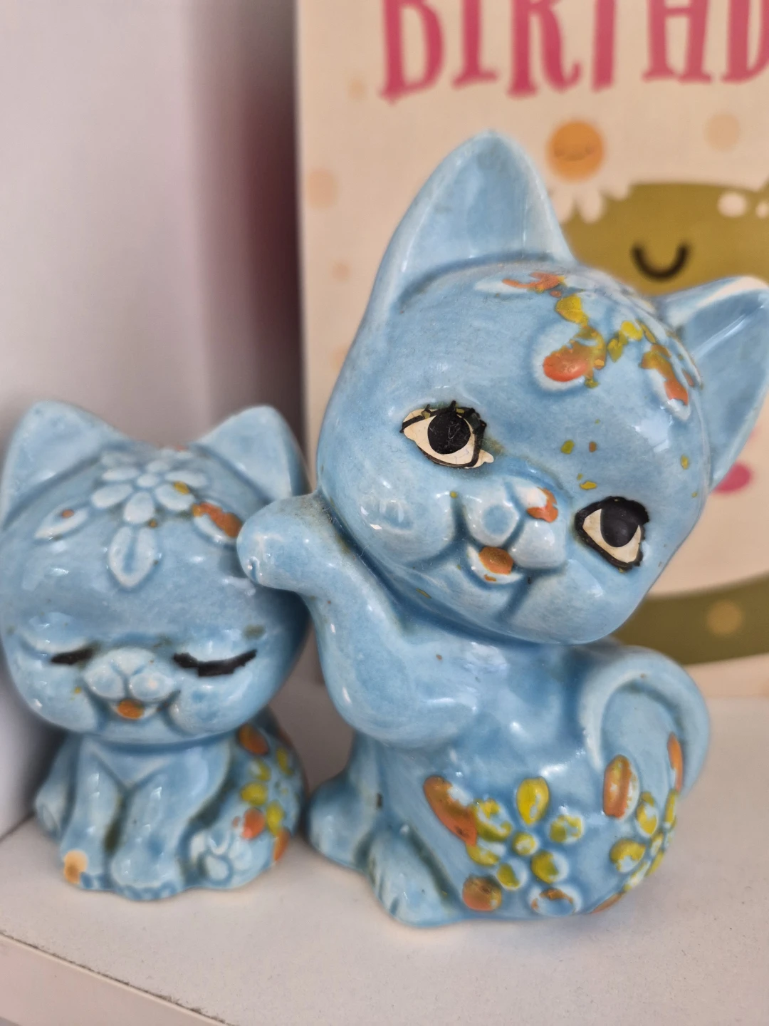 Blue Ceramic Cat Figurines Set - photo 3