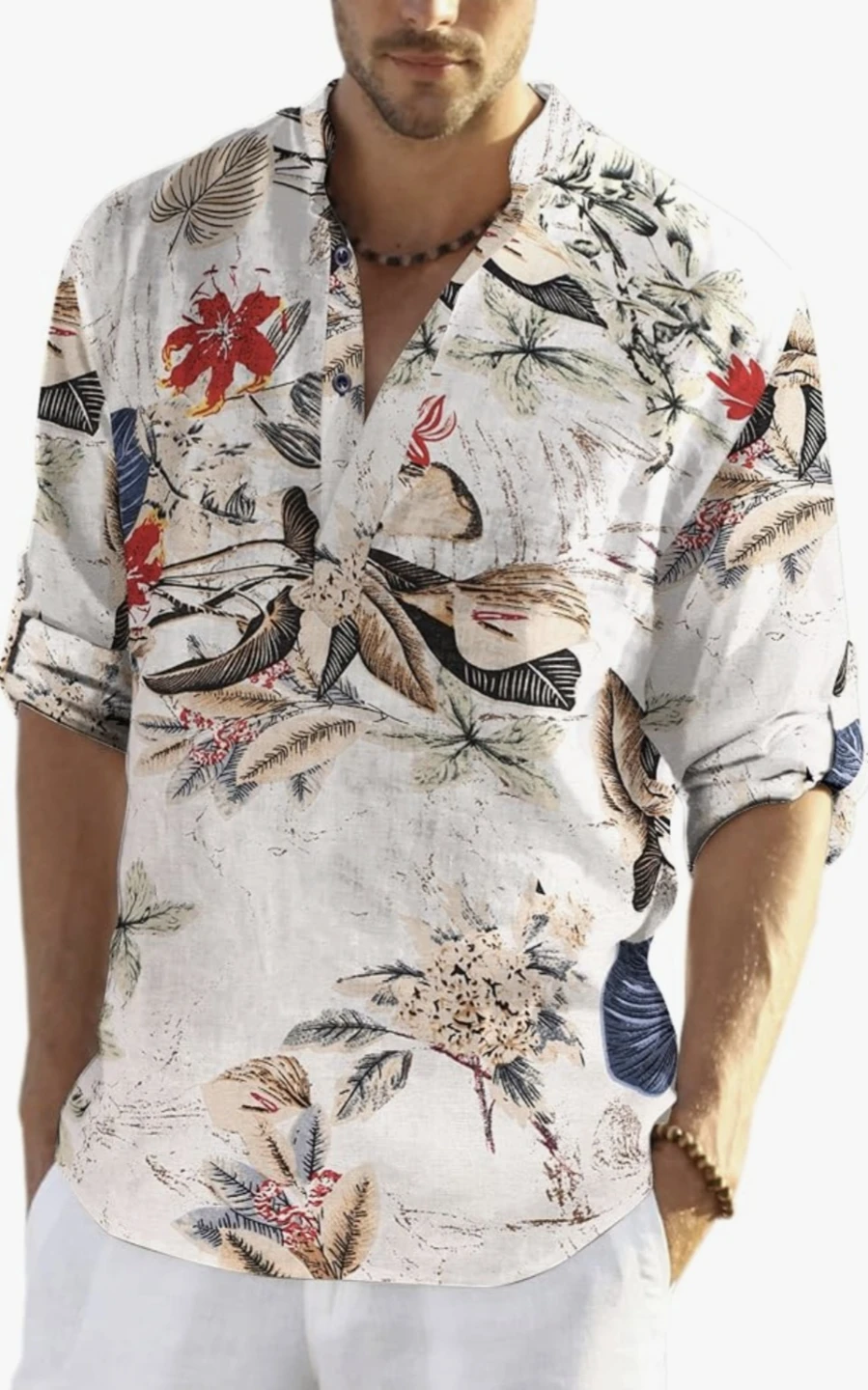 COOFANDY Men's Floral Print Long Sleeve Shirt