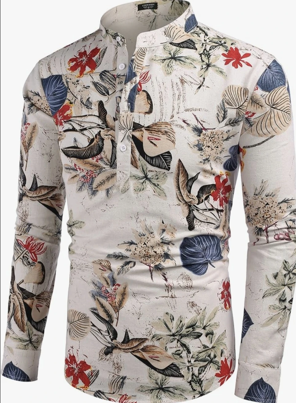 COOFANDY Men's Floral Print Long Sleeve Shirt - photo 2