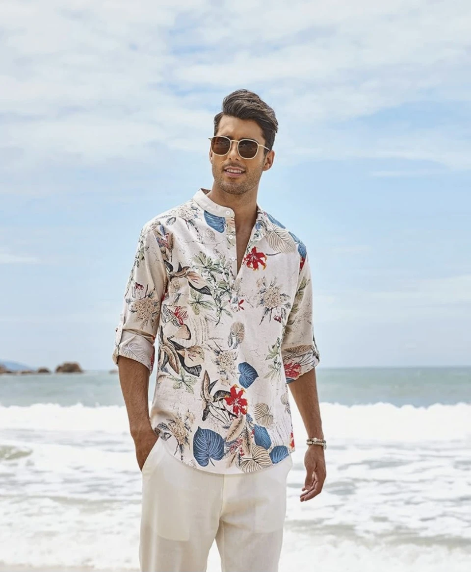 COOFANDY Men's Floral Print Long Sleeve Shirt - photo 3