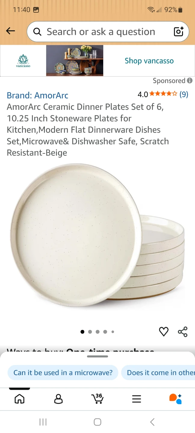 AmorArc Ceramic Dinner Plates Set of 6