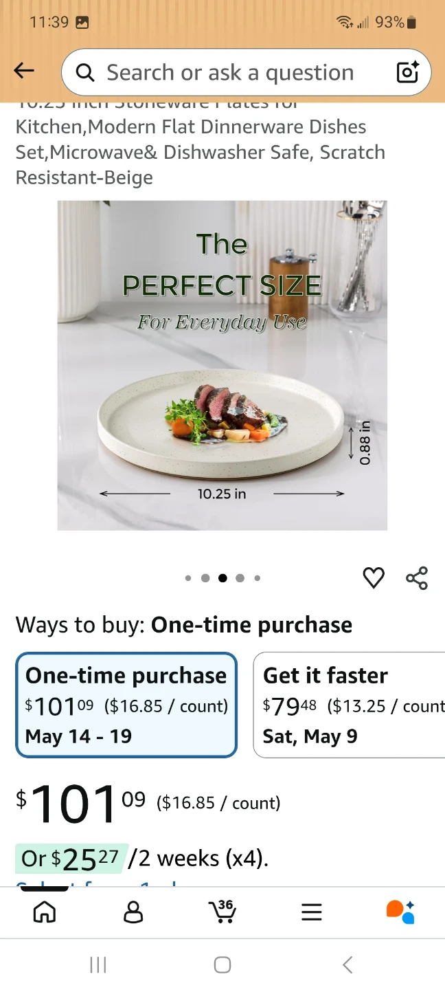 AmorArc Ceramic Dinner Plates Set of 6 - photo 3