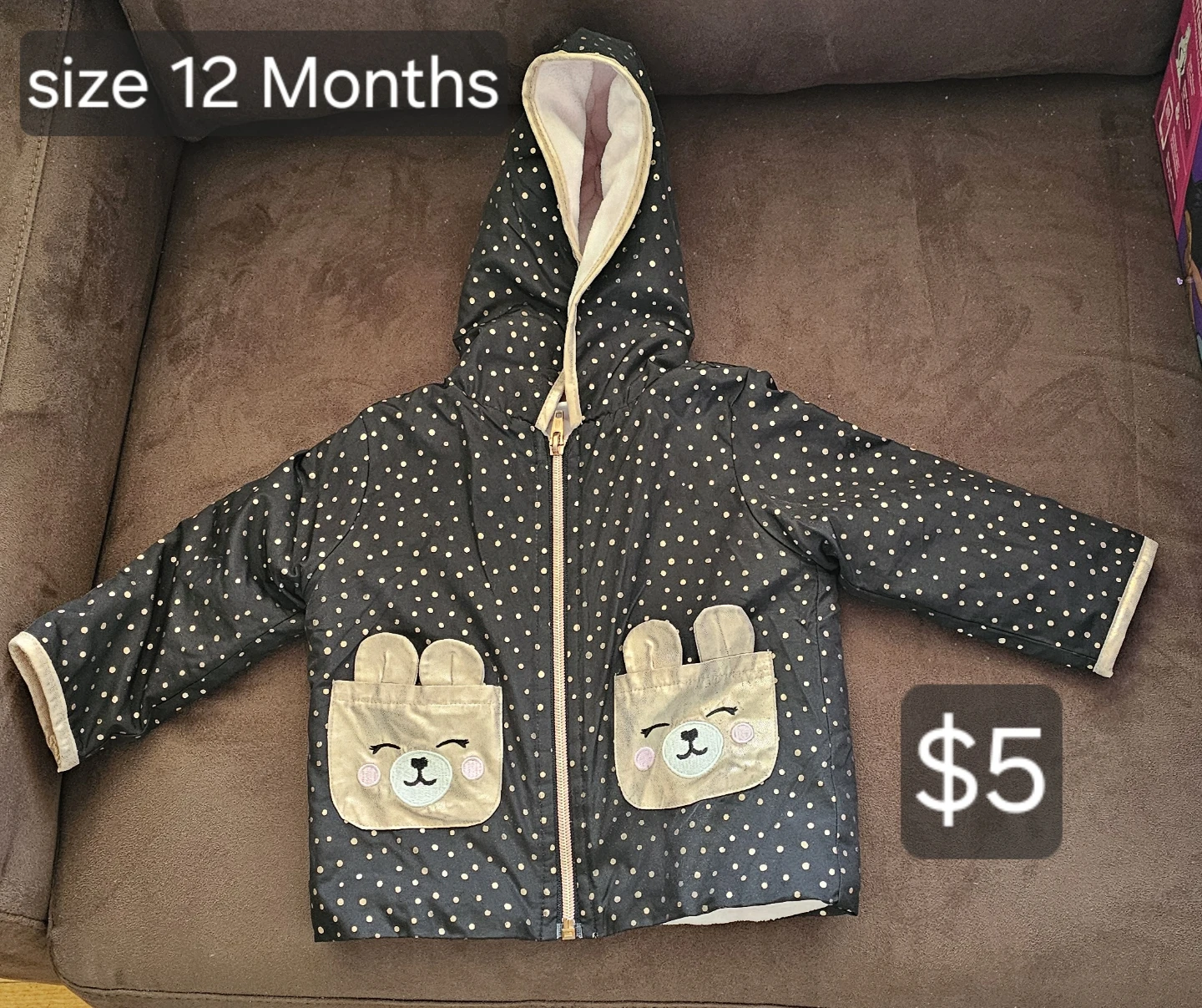 Baby Girl's Hooded Jacket - Size 12 Months