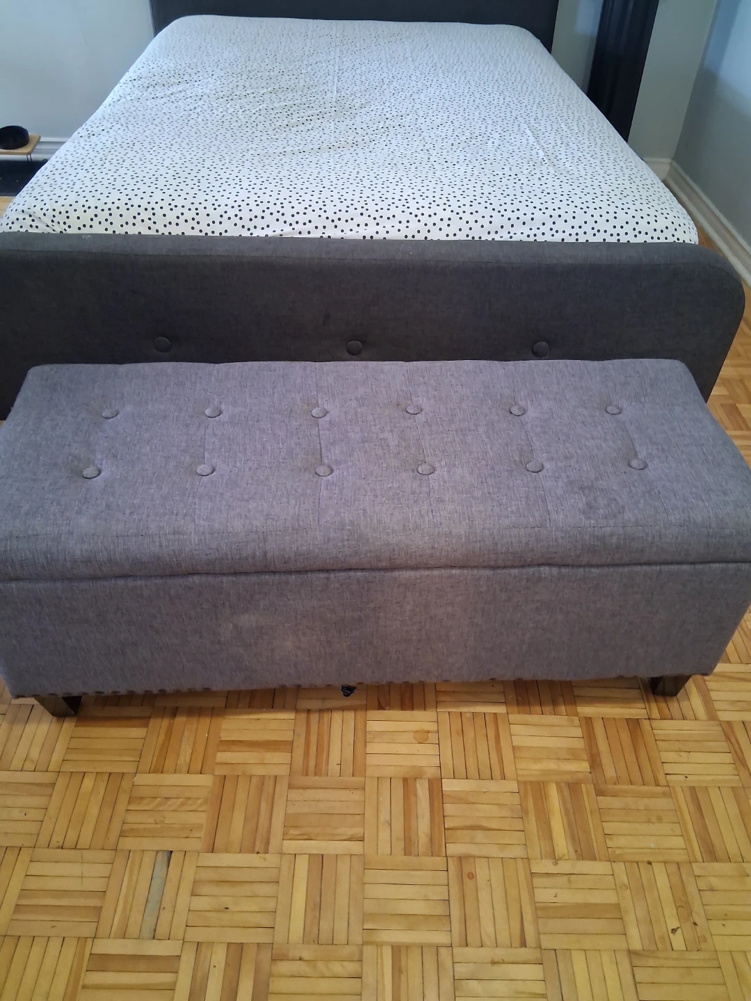 Grey Storage Ottoman Bench
