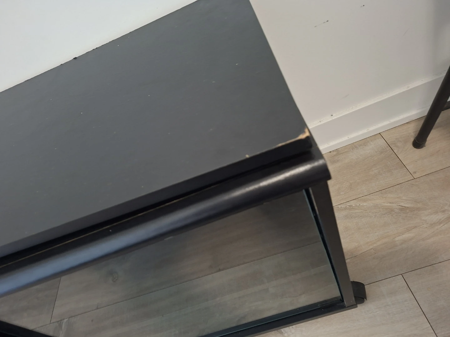Black Media Console TV Stand with Glass Door - photo 3