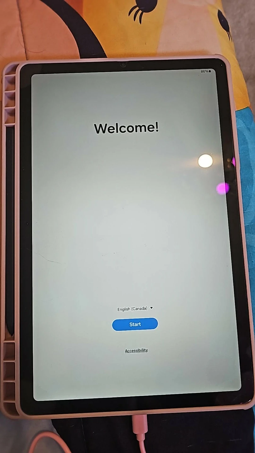 Samsung Galaxy Tablet with Case and Charger