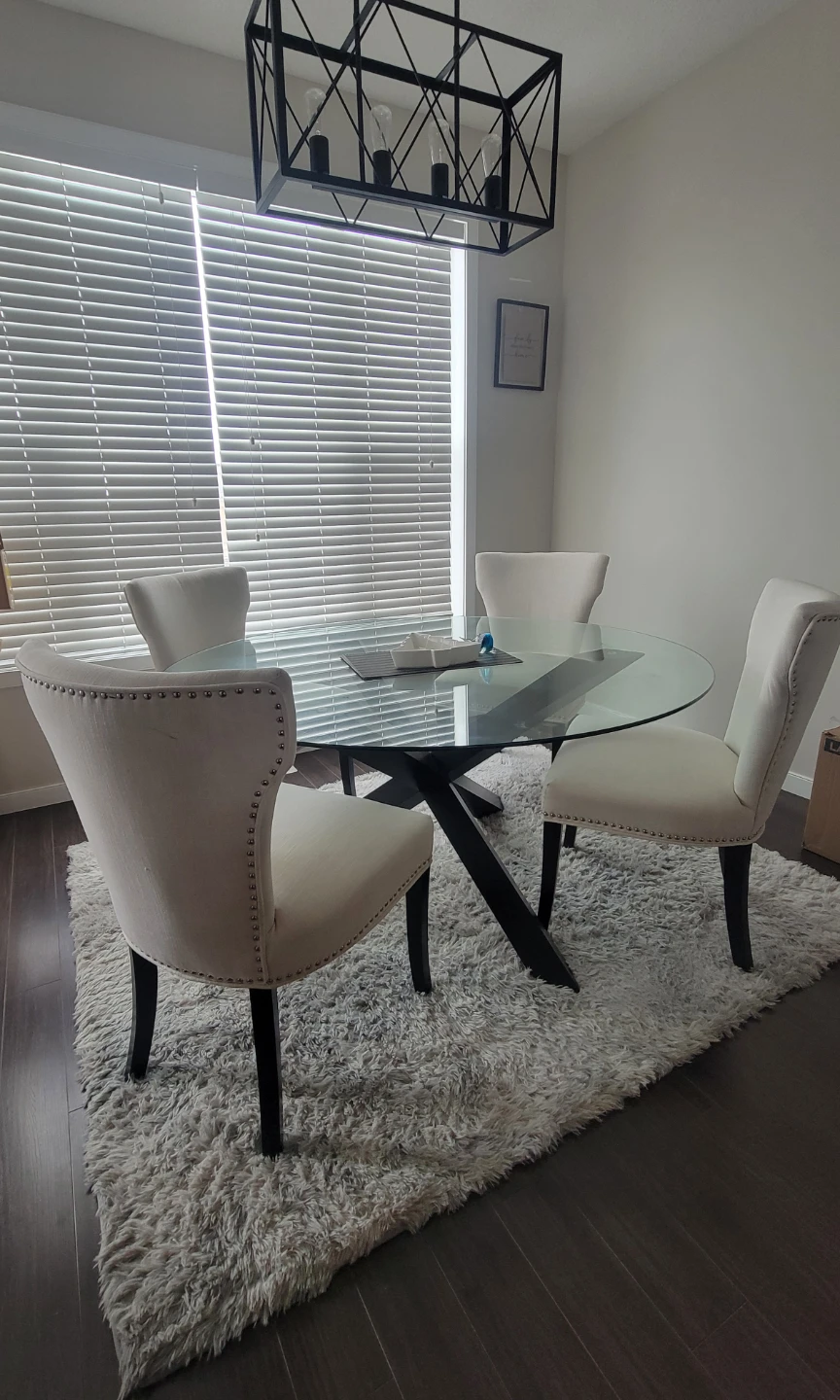 Round Glass Dining Table with 4 Chairs - photo 2