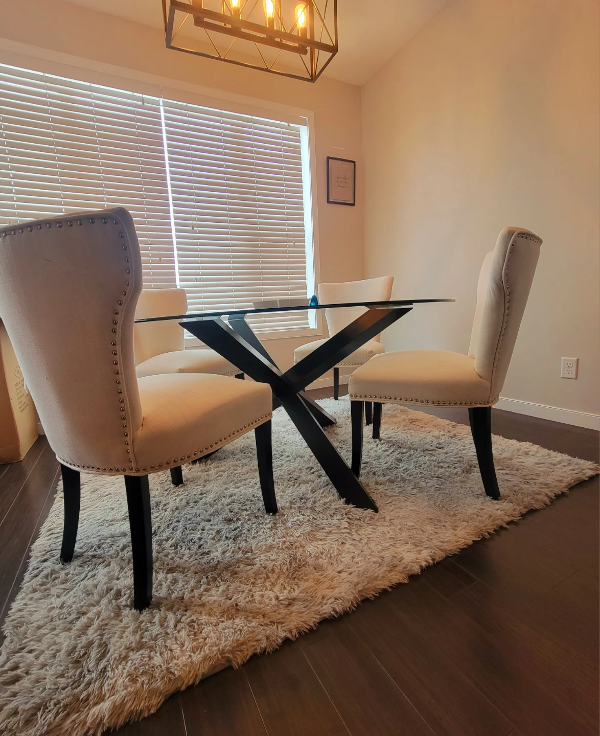 Round Glass Dining Table with 4 Chairs - photo 3