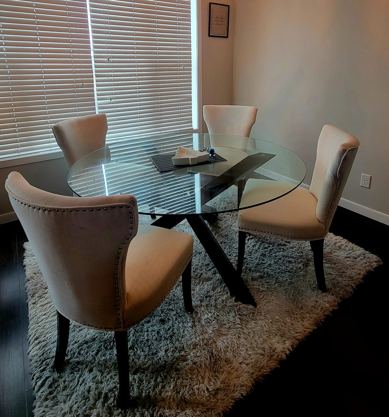 Round Glass Dining Table with 4 Chairs - photo 5
