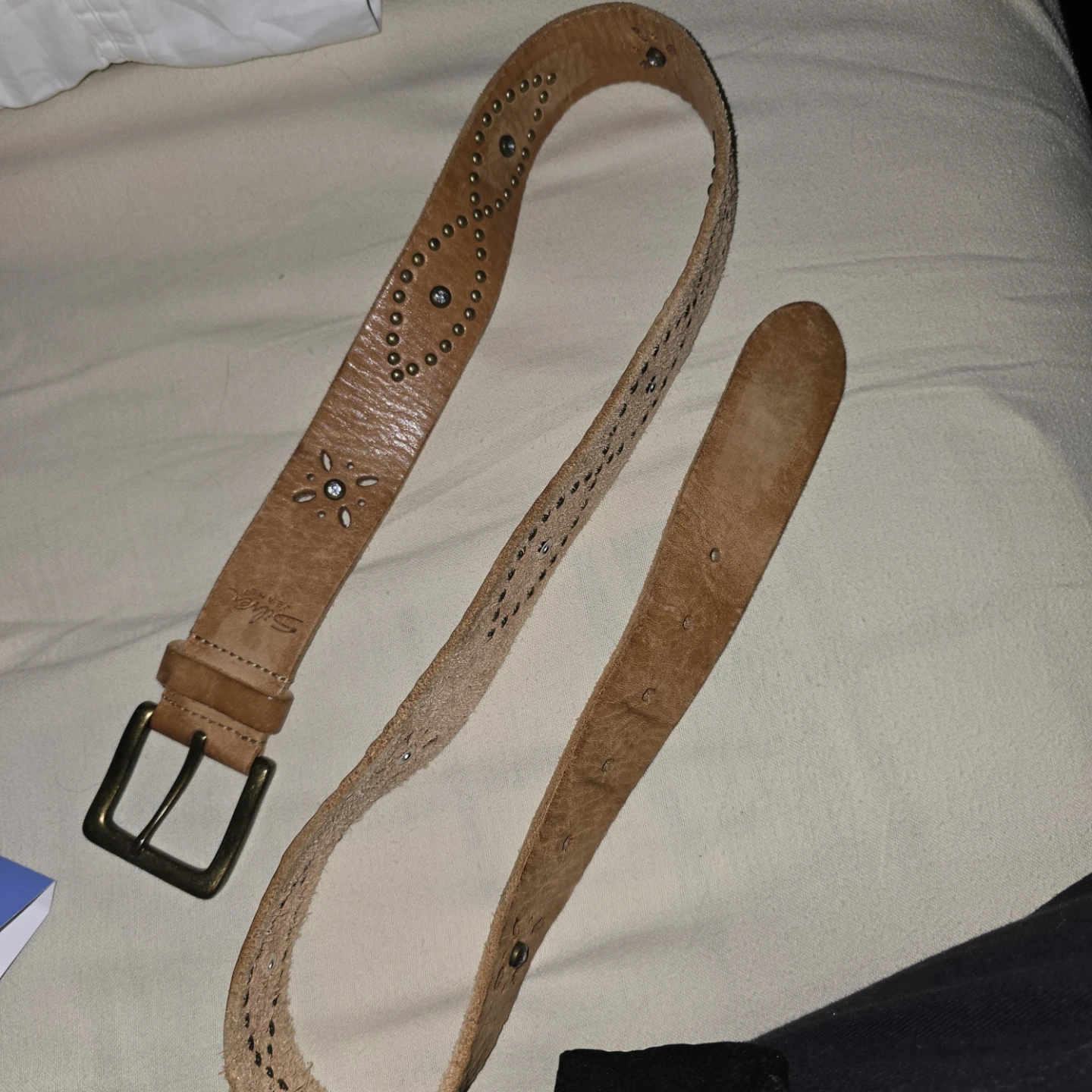 Silver Jeans Co. Women's Brown Leather Belt with Studs Size M