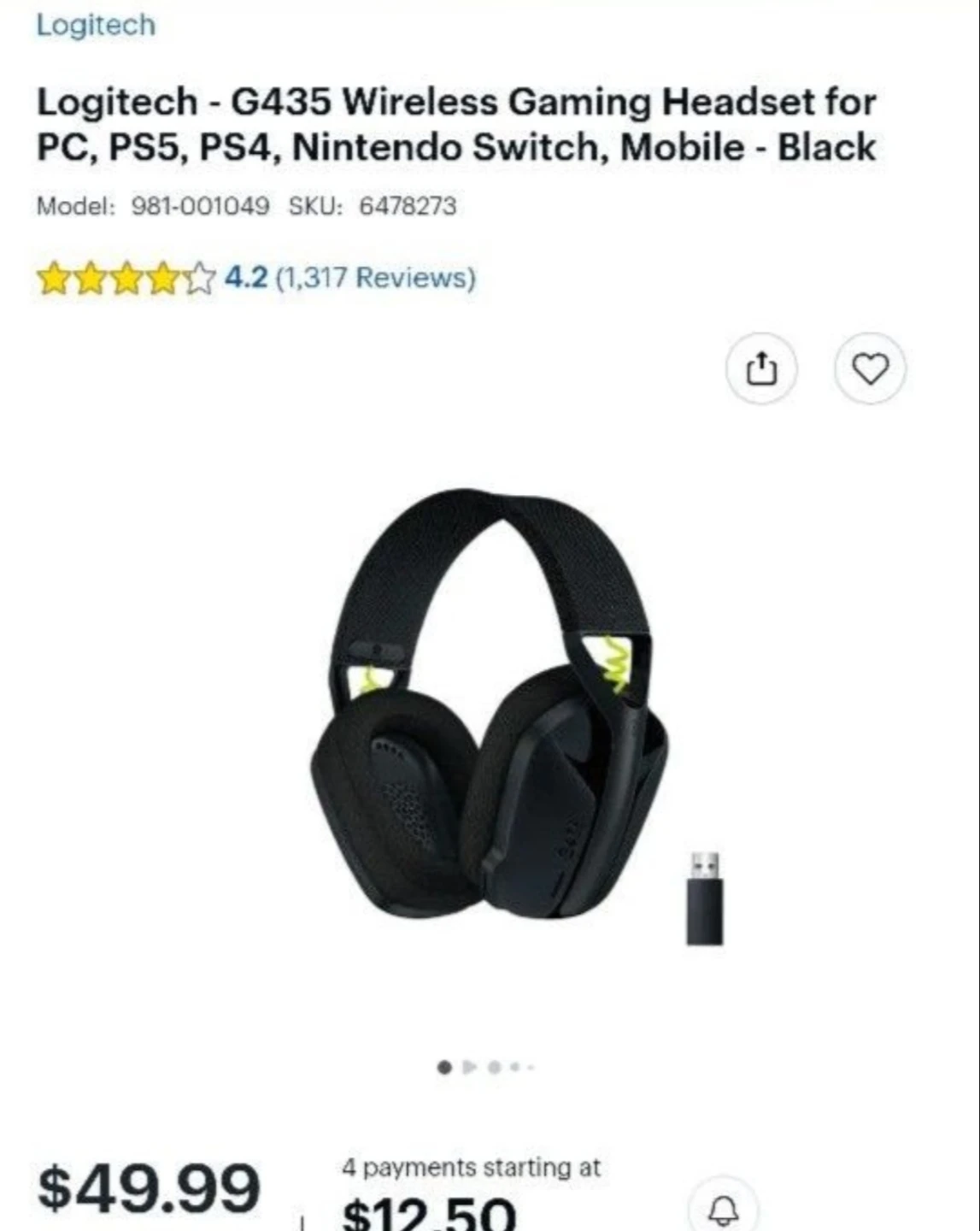 Logitech G435 LIGHTSPEED Wireless Gaming Headset - Black - photo 3