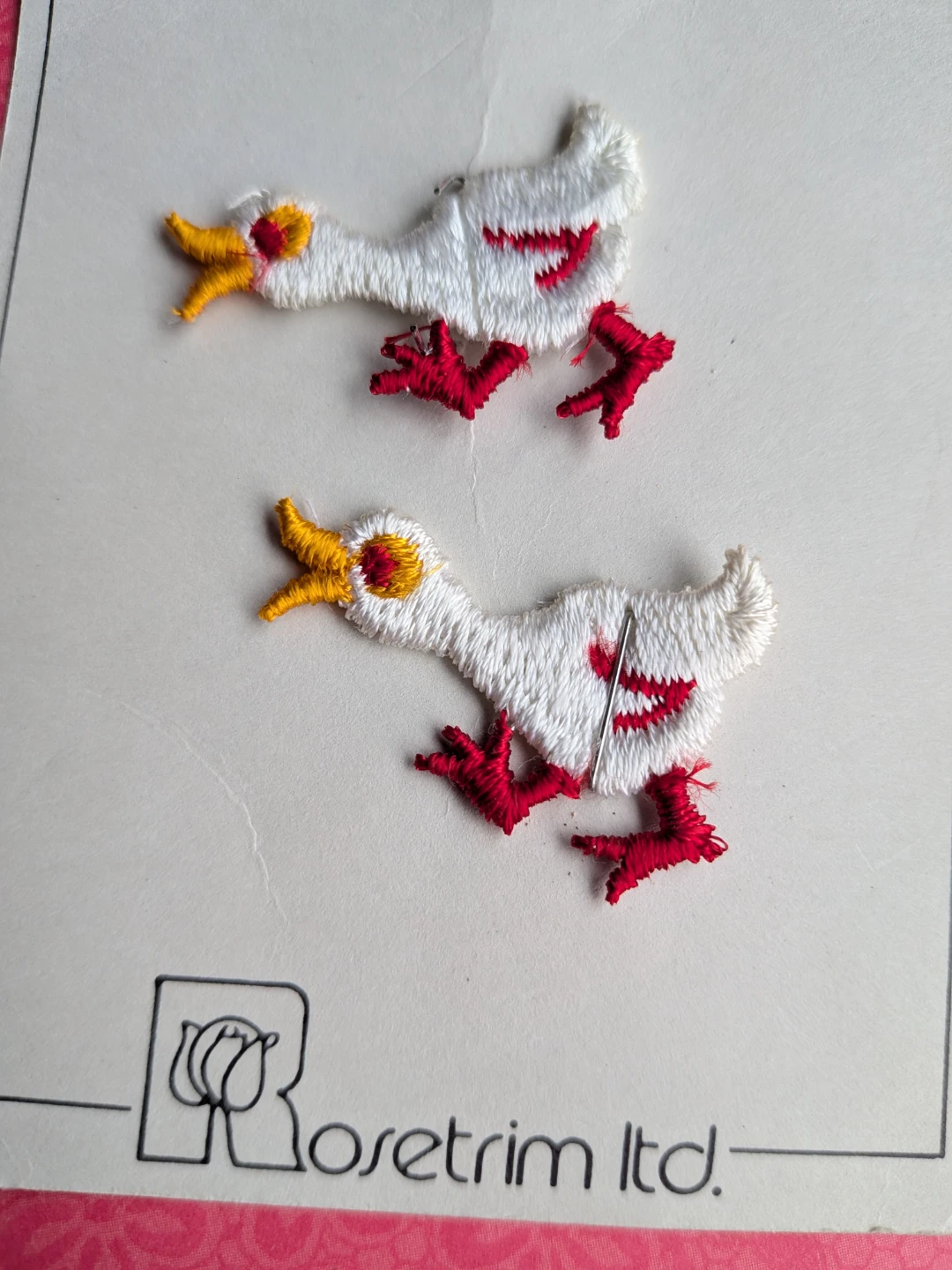 Two Vintage Goose Appliqué Patches - photo 3
