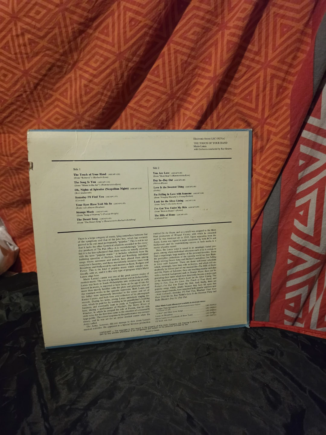 Mario Lanza The Touch of Your Hand Vinyl Record - photo 5