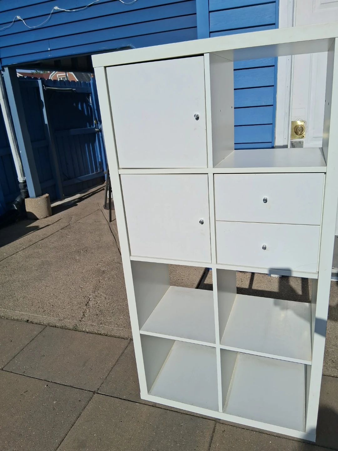 White Cube Storage Shelf Unit with Doors and Drawers