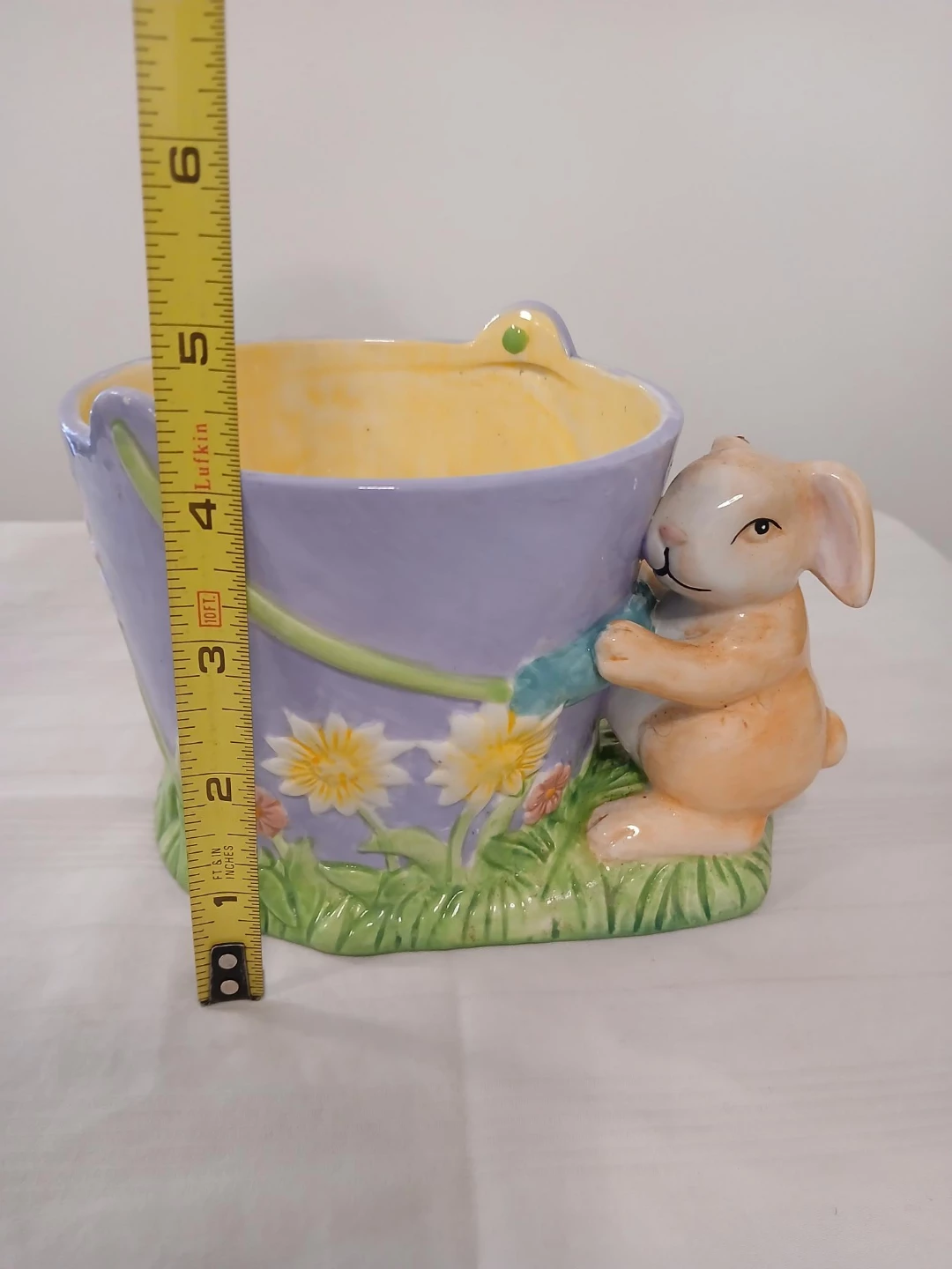 Ceramic Bucket Planter with Bunny. Pick up only. - photo 2