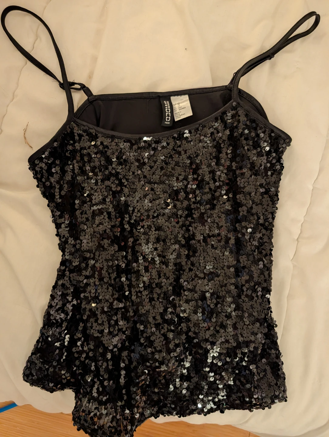 H&M Black Sequin Camisole Top xs