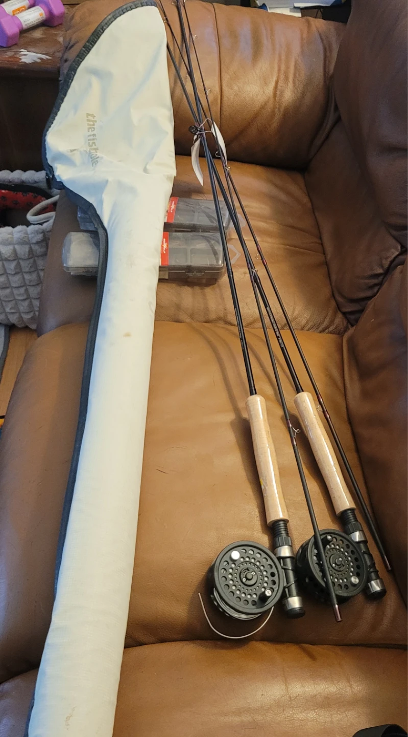 2x Red Wolf Fly Fish combo kits and rod carrying case
