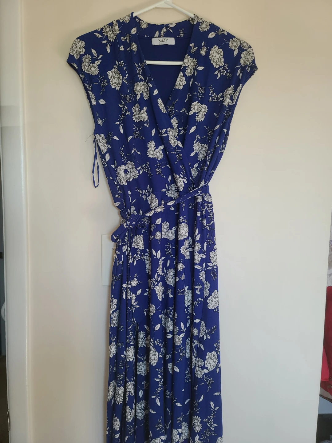 SUZY Blue Floral Wrap Maxi Dress