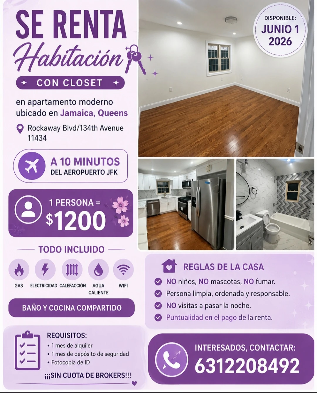 Habitación en renta,Jamaica,Queens