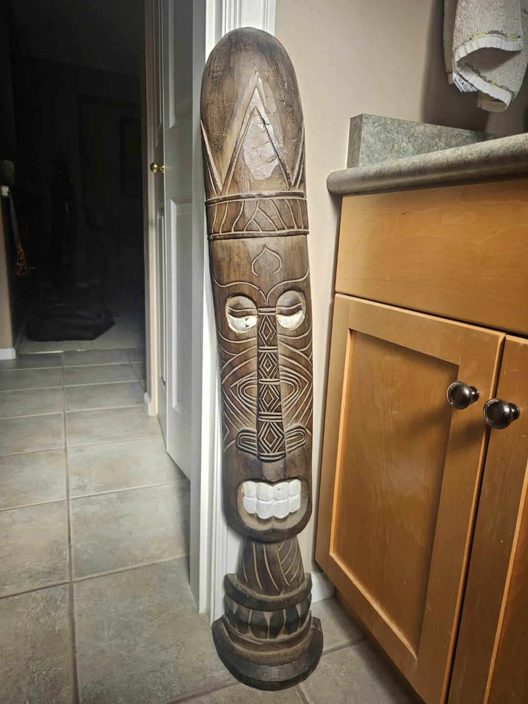 Wooden Tiki Mask Sculpture