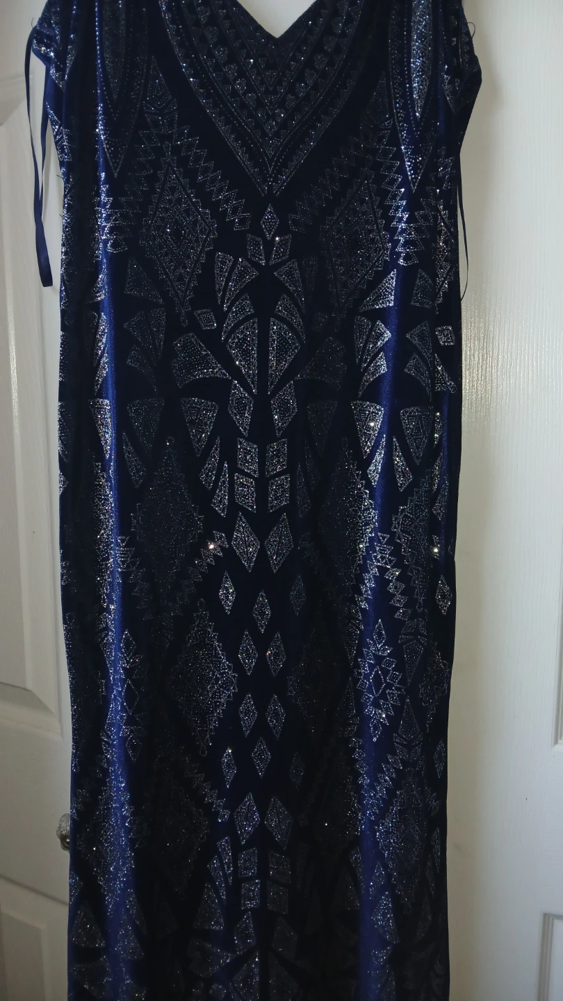 Navy Blue Glitter Pattern Maxi Dress - photo 2