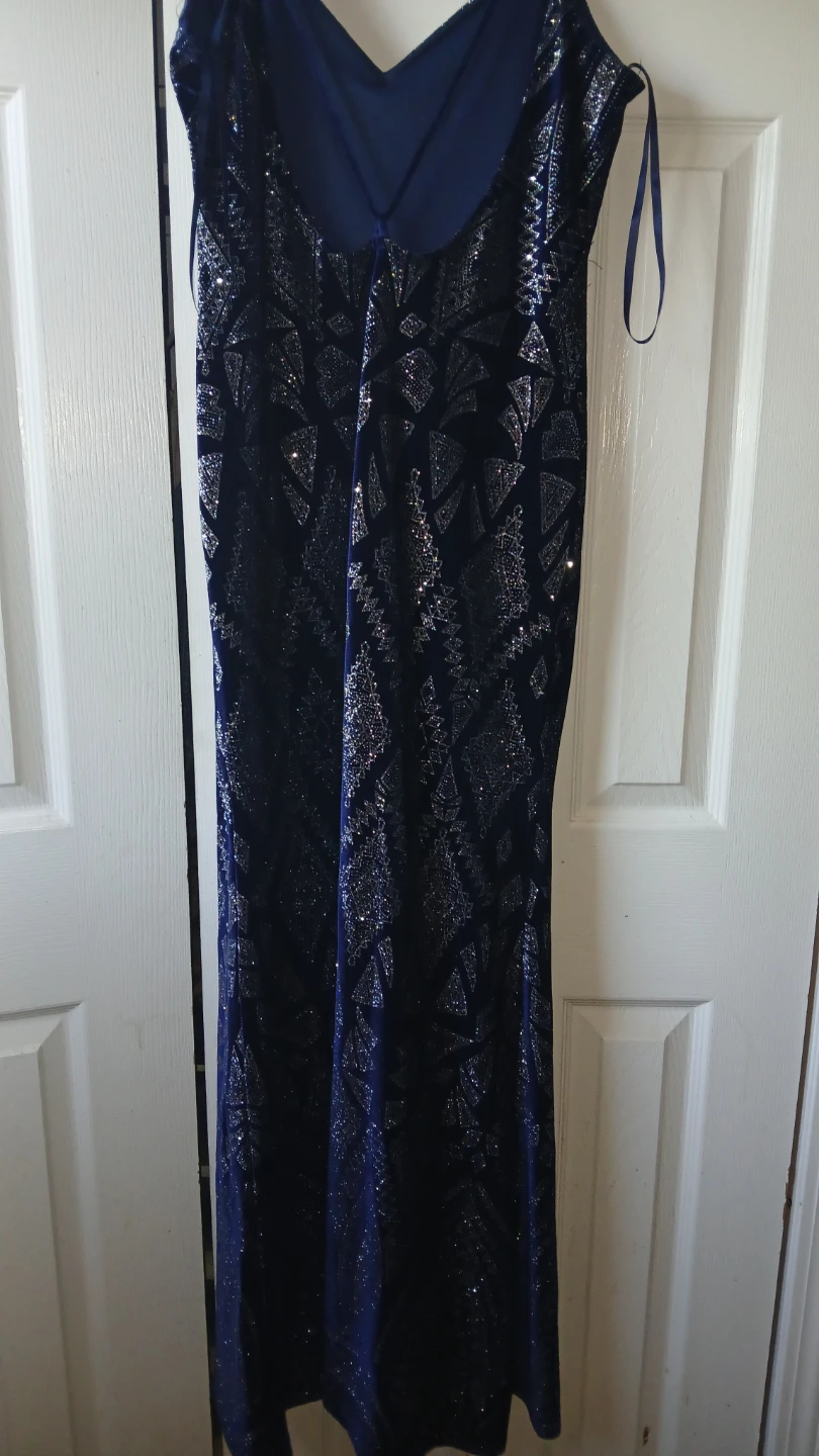 Navy Blue Glitter Pattern Maxi Dress - photo 3