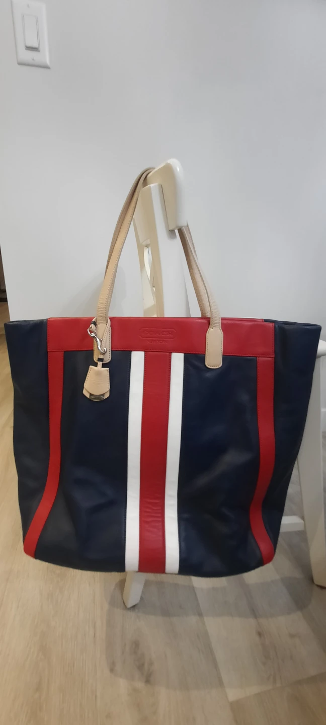 Coach Tote Bag - Navy, Red, White