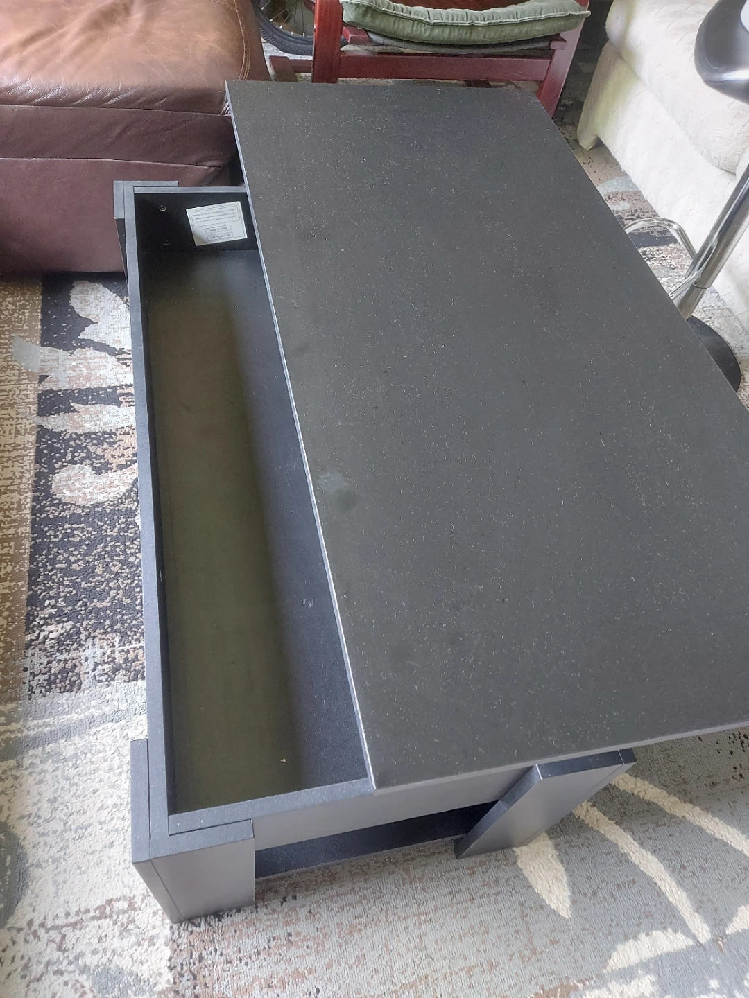 Black Lift-Top Coffee Table with Storage - photo 2