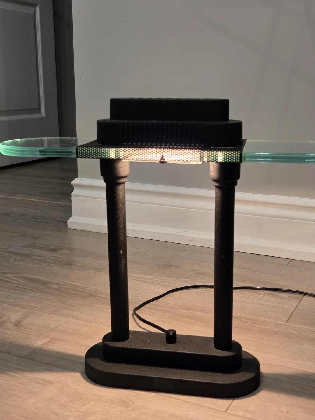 Modern Black Metal and Glass Desk Lamp