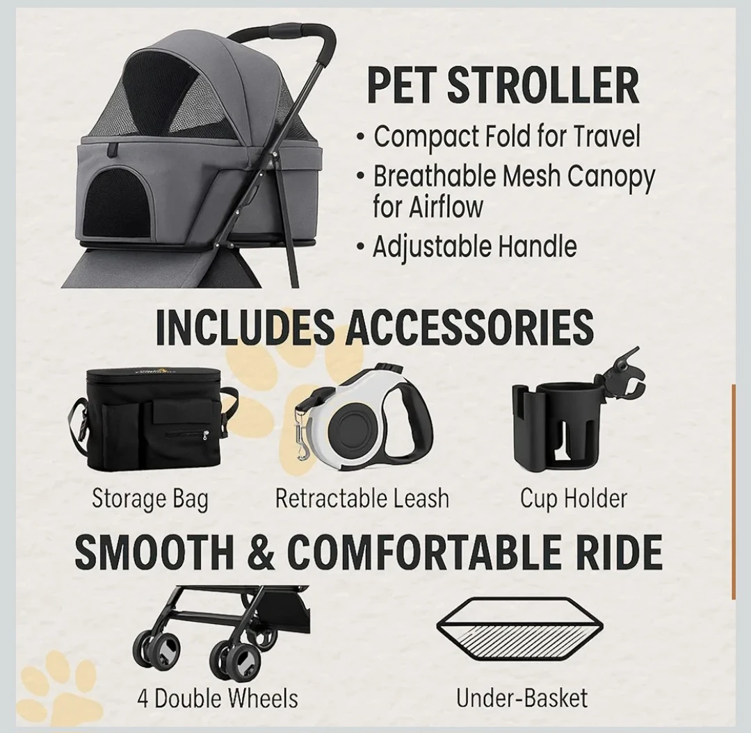 Style & Ambitious Pet Stroller with Accessories - photo 4