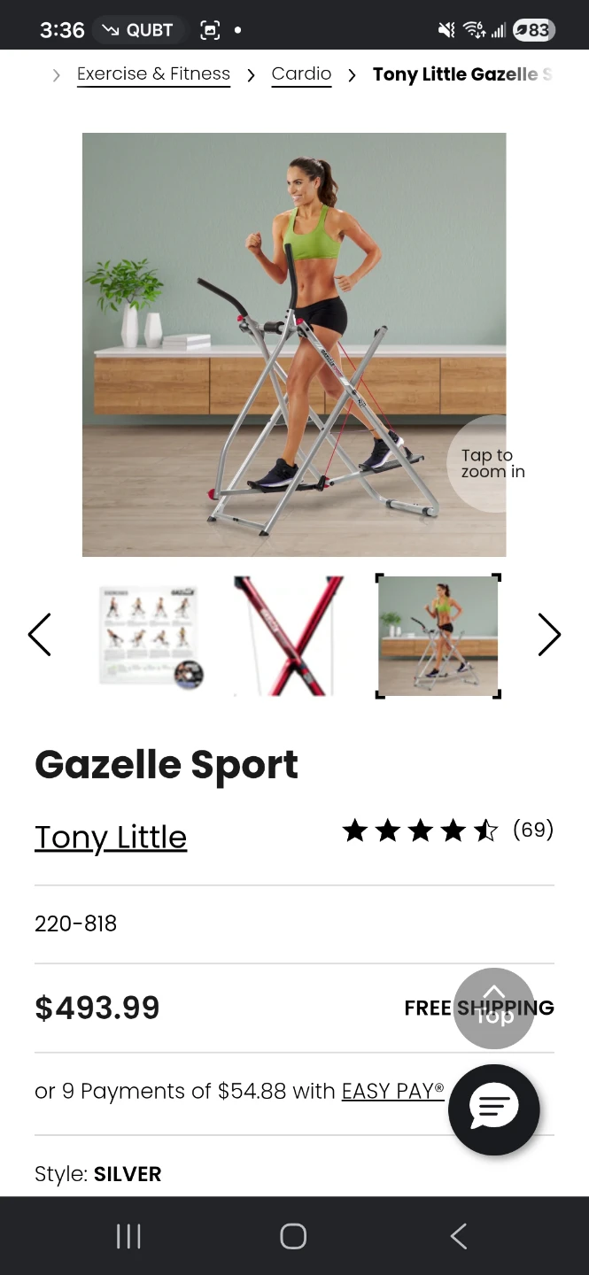 Tony Little Gazelle Sport Exercise Machine - Silver