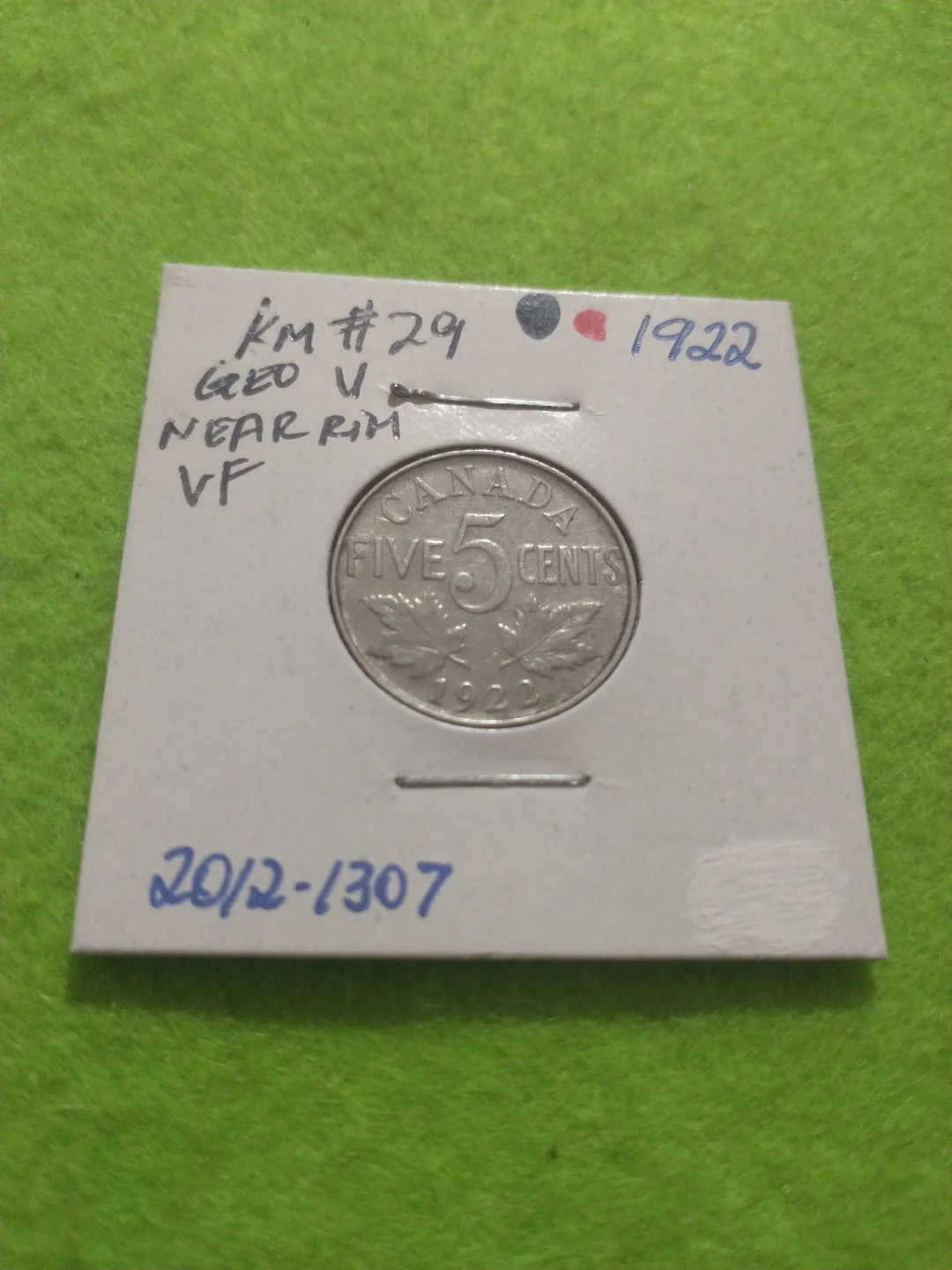 Nice 1922 Canada Five Cents Coin George KM #29 - photo 2