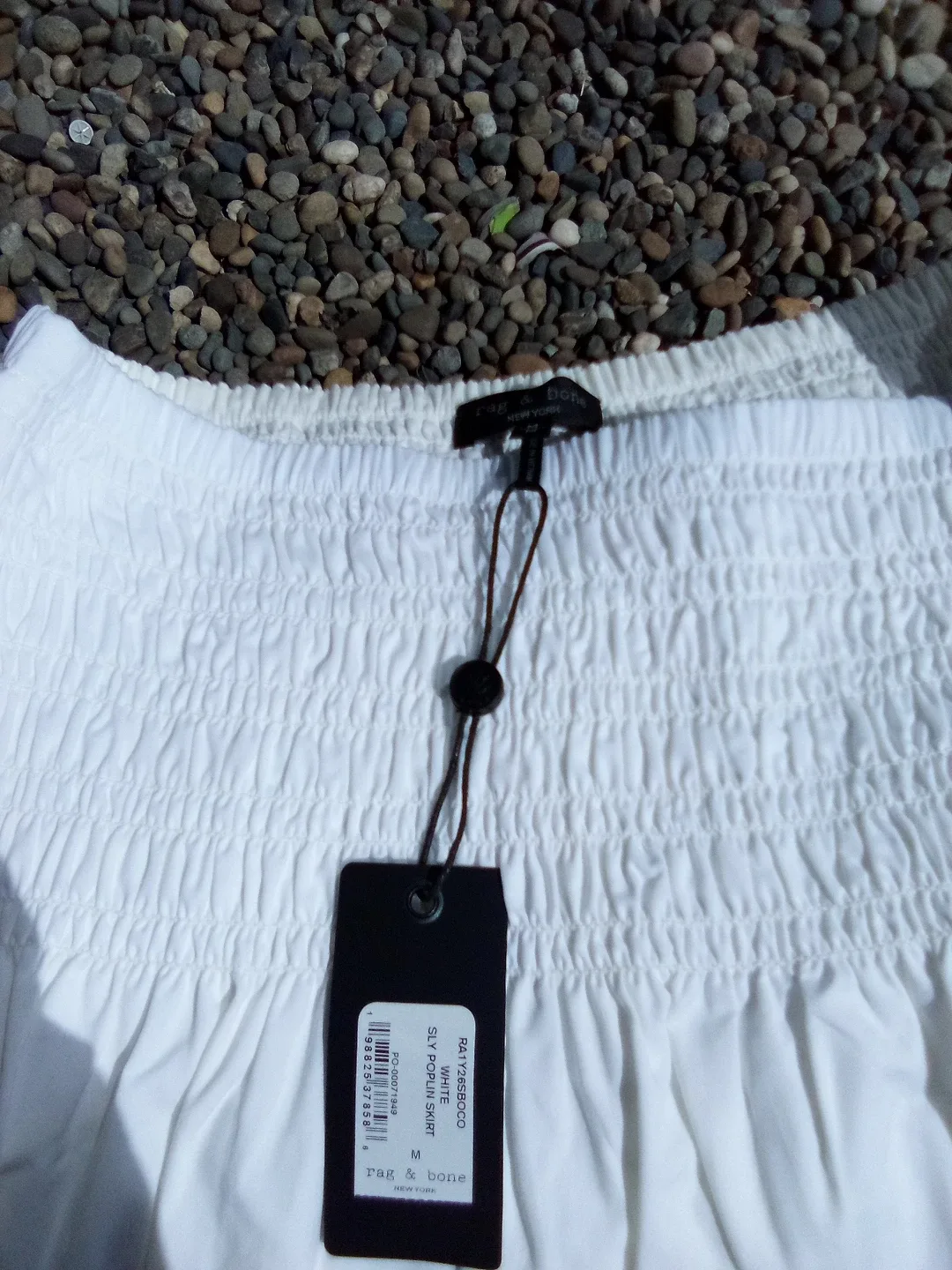 RAG & BONE WHITE SMOCKED POPLIN SKIRT - SIZE M