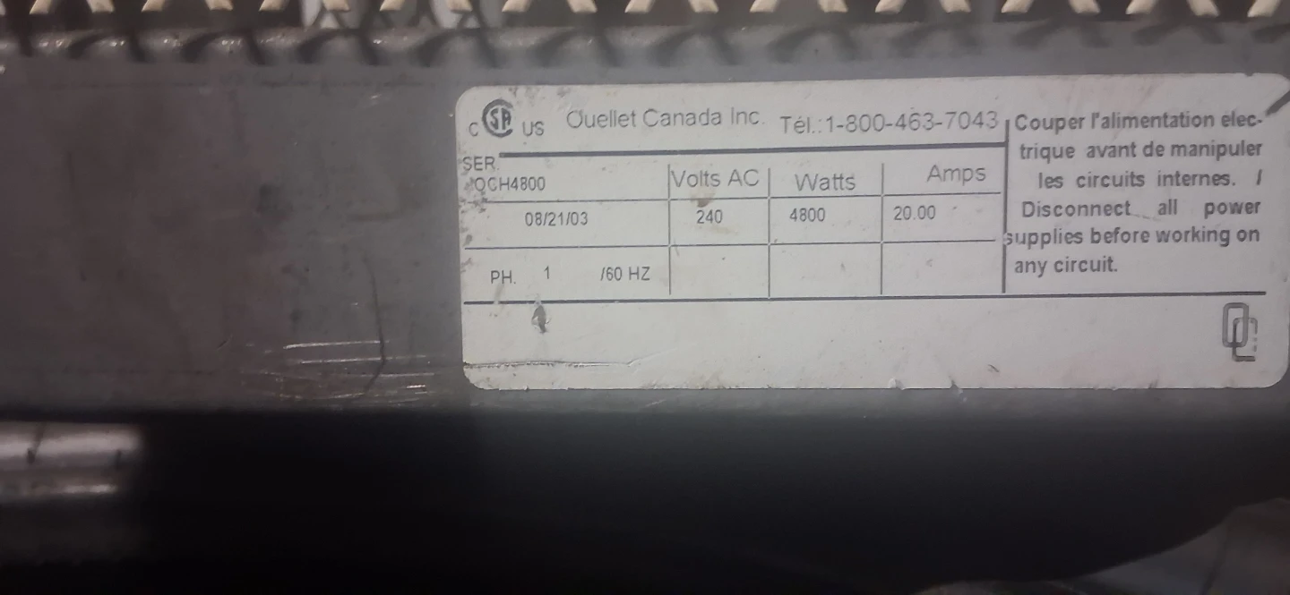 Ouellet Canada Inc. Electric Heater 4800 Watts
