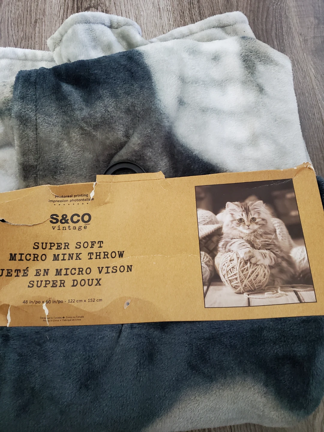 S&CO Vintage Super Soft Micro Mink Throw 48x60in