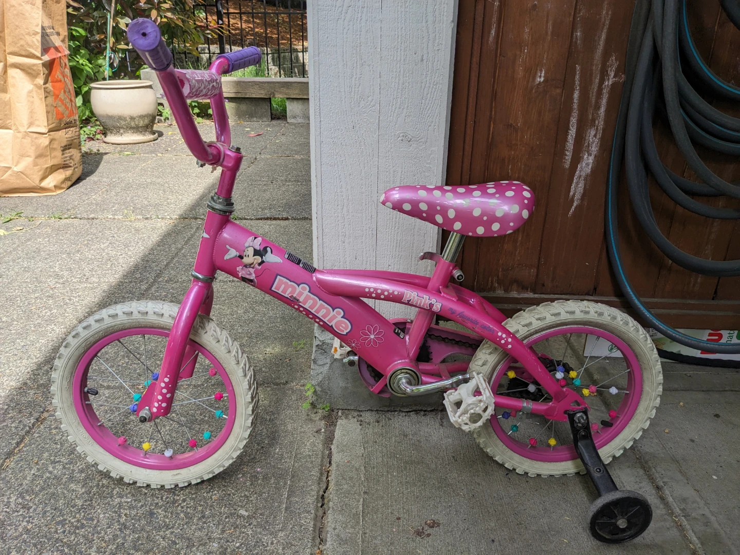 Pink Minnie Mouse Kids Bike with Training Wheels