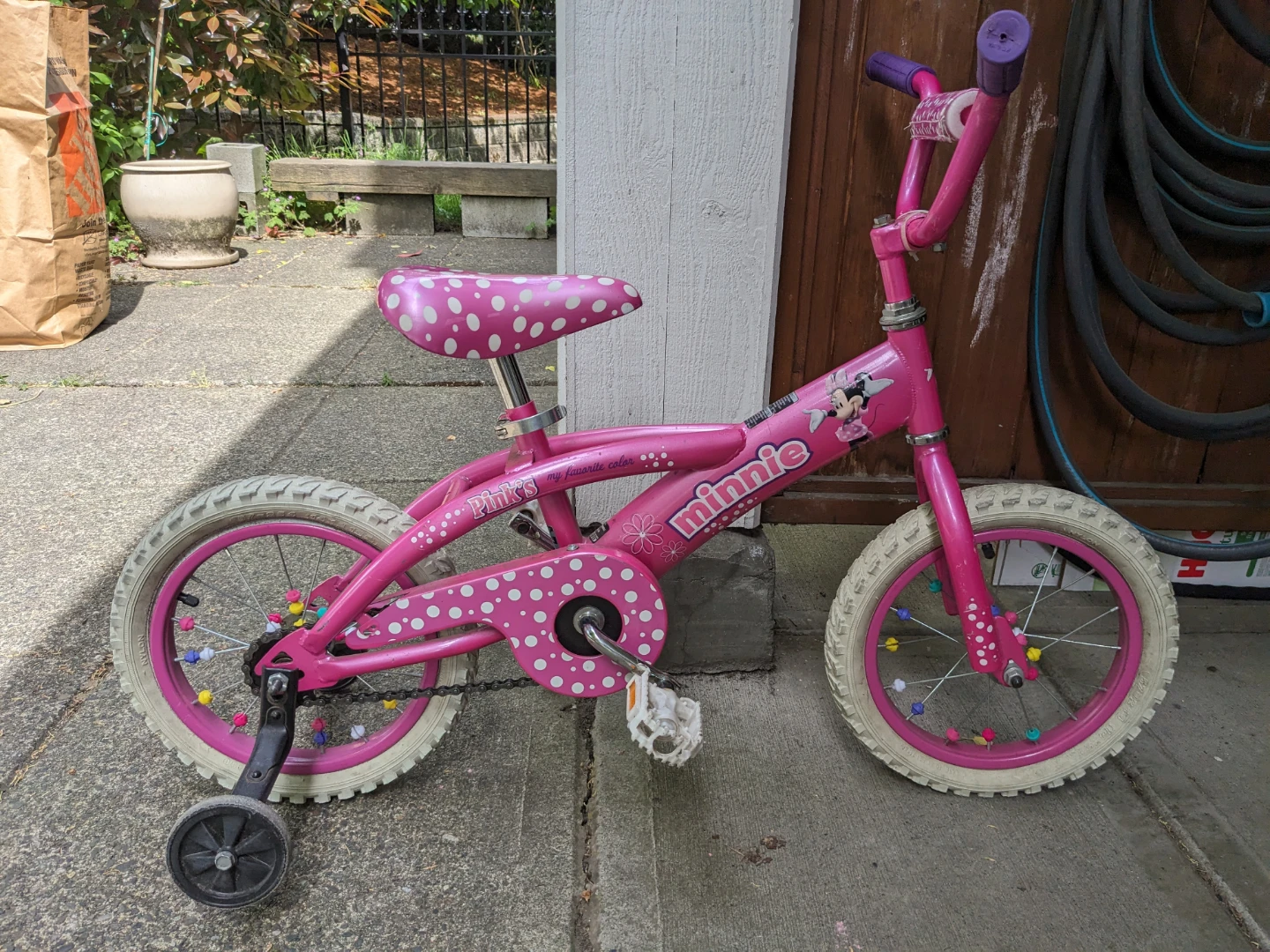 Pink Minnie Mouse Kids Bike with Training Wheels - photo 2