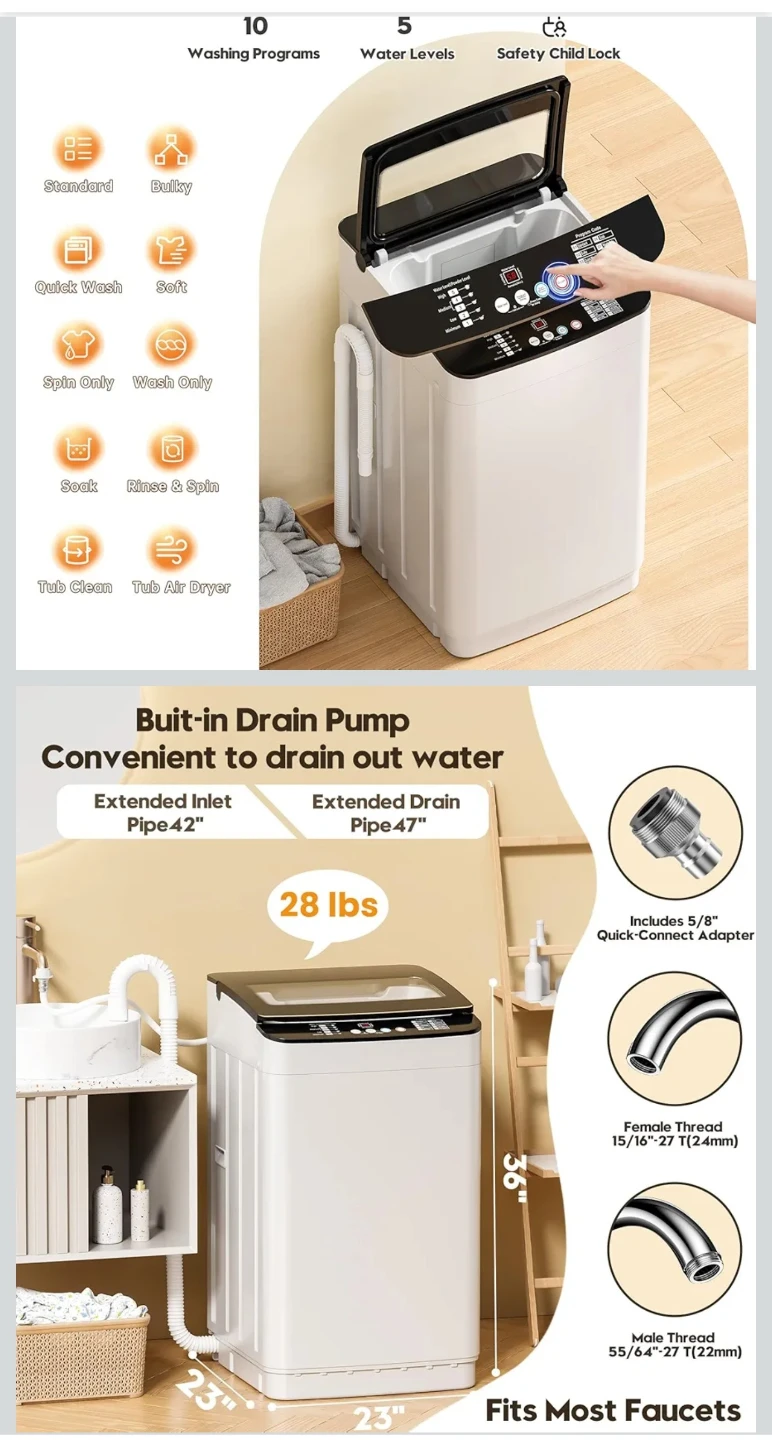 Auretech 28lbs fully automatic washing machine - photo 2