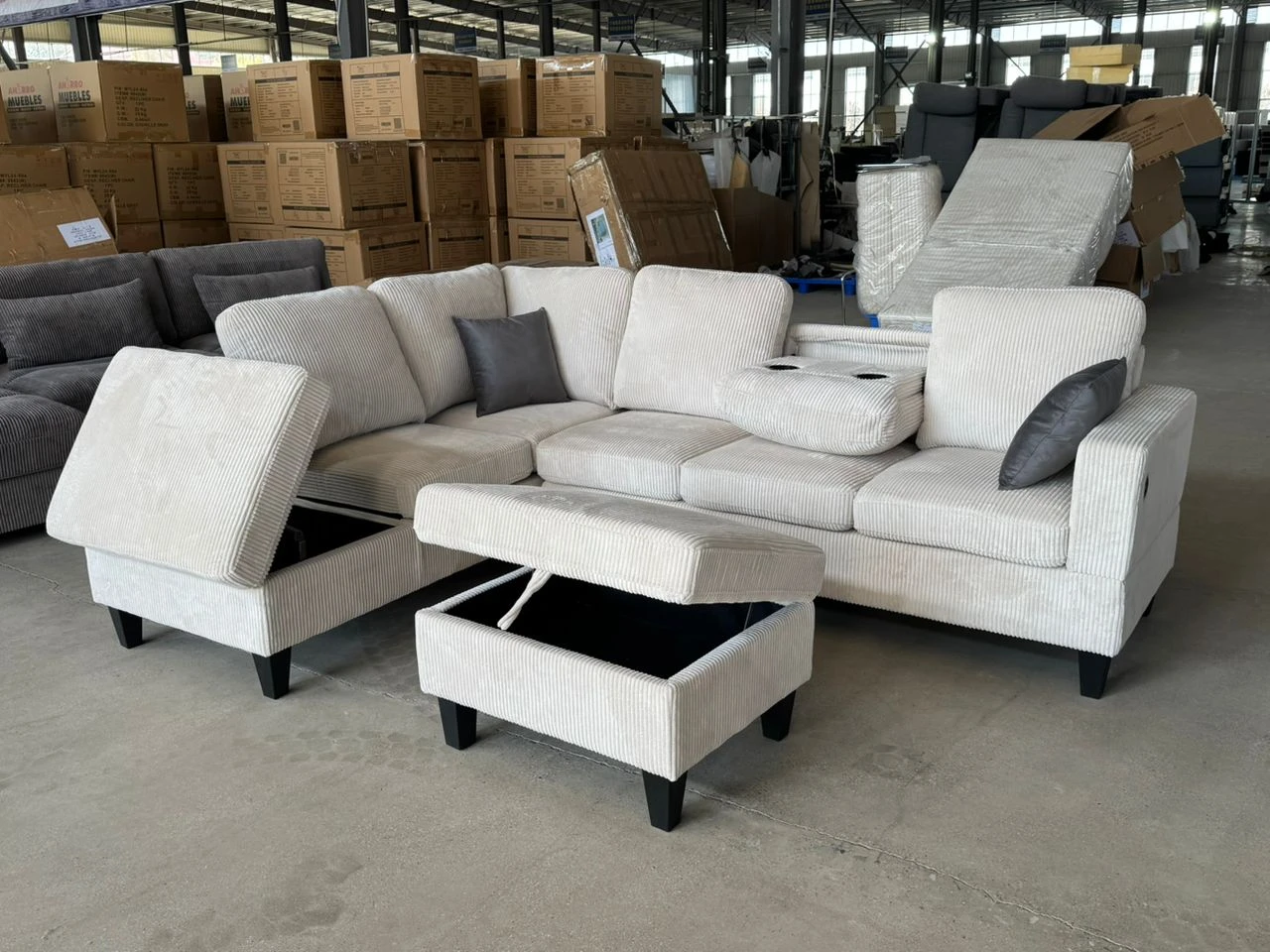 Sectional Sofa with Storage Ottomans on Clerance