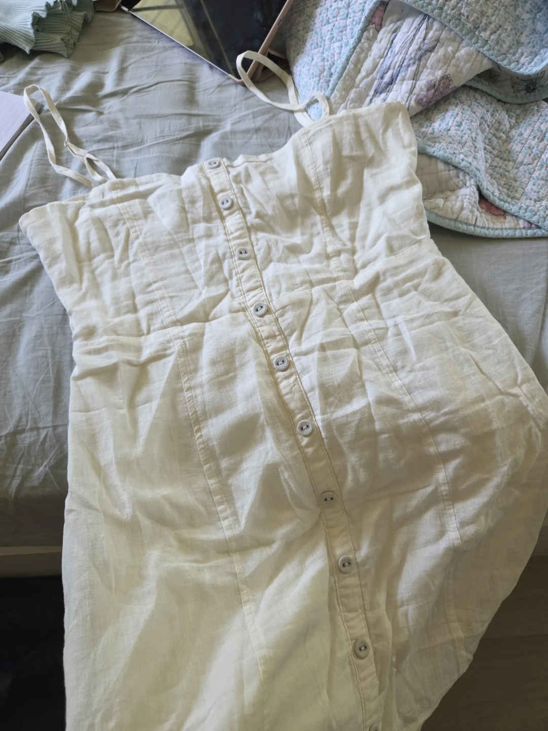 White Button-Up Strappy Dress