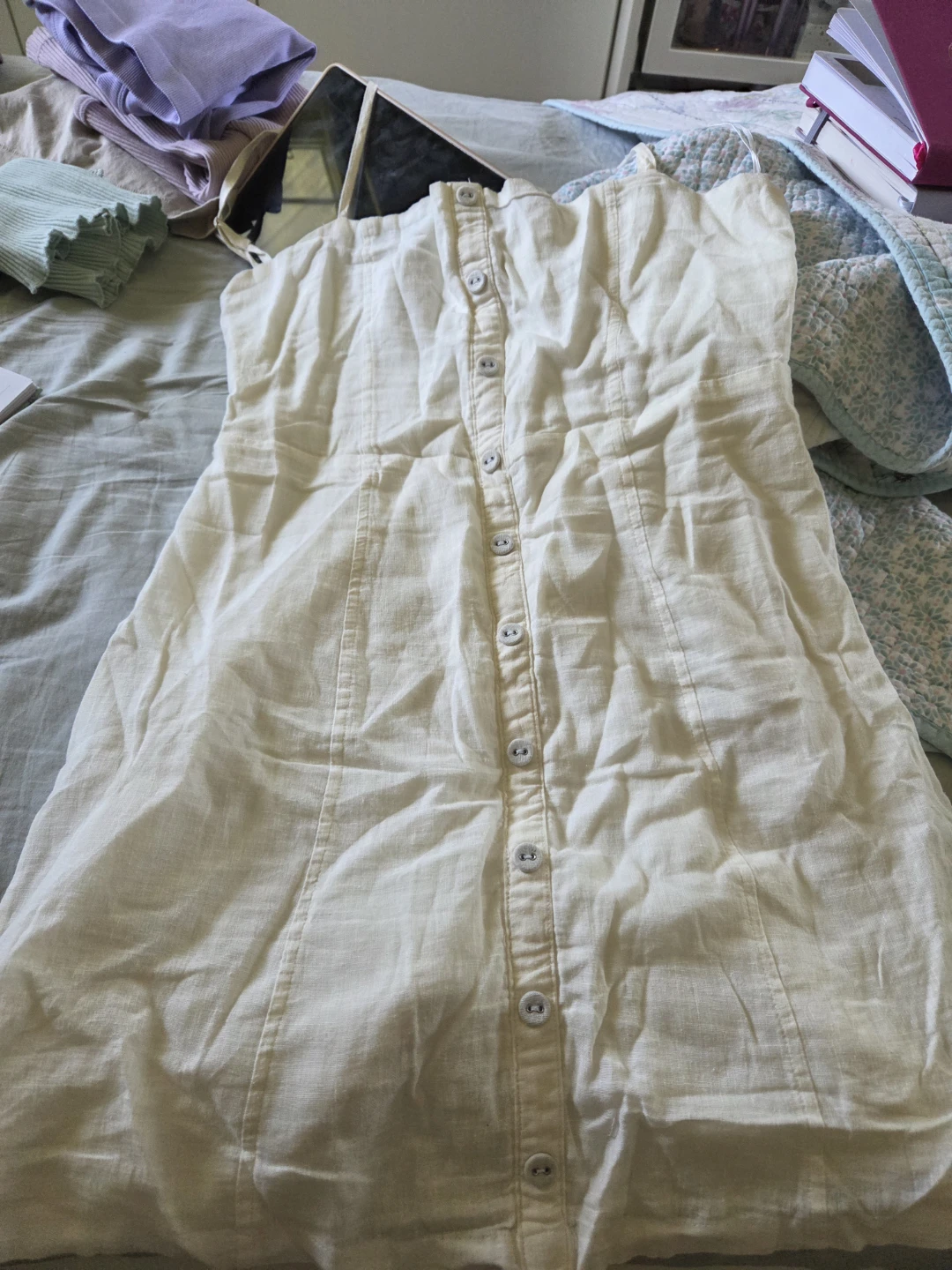 White Button-Up Strappy Dress - photo 2