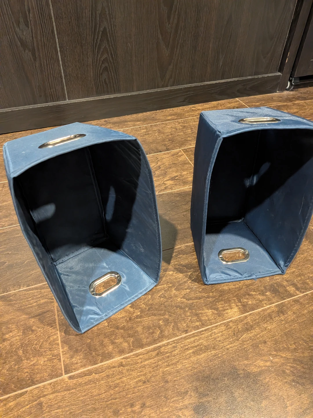 Set of 2 Blue Fabric Storage Bins with Handles - photo 4