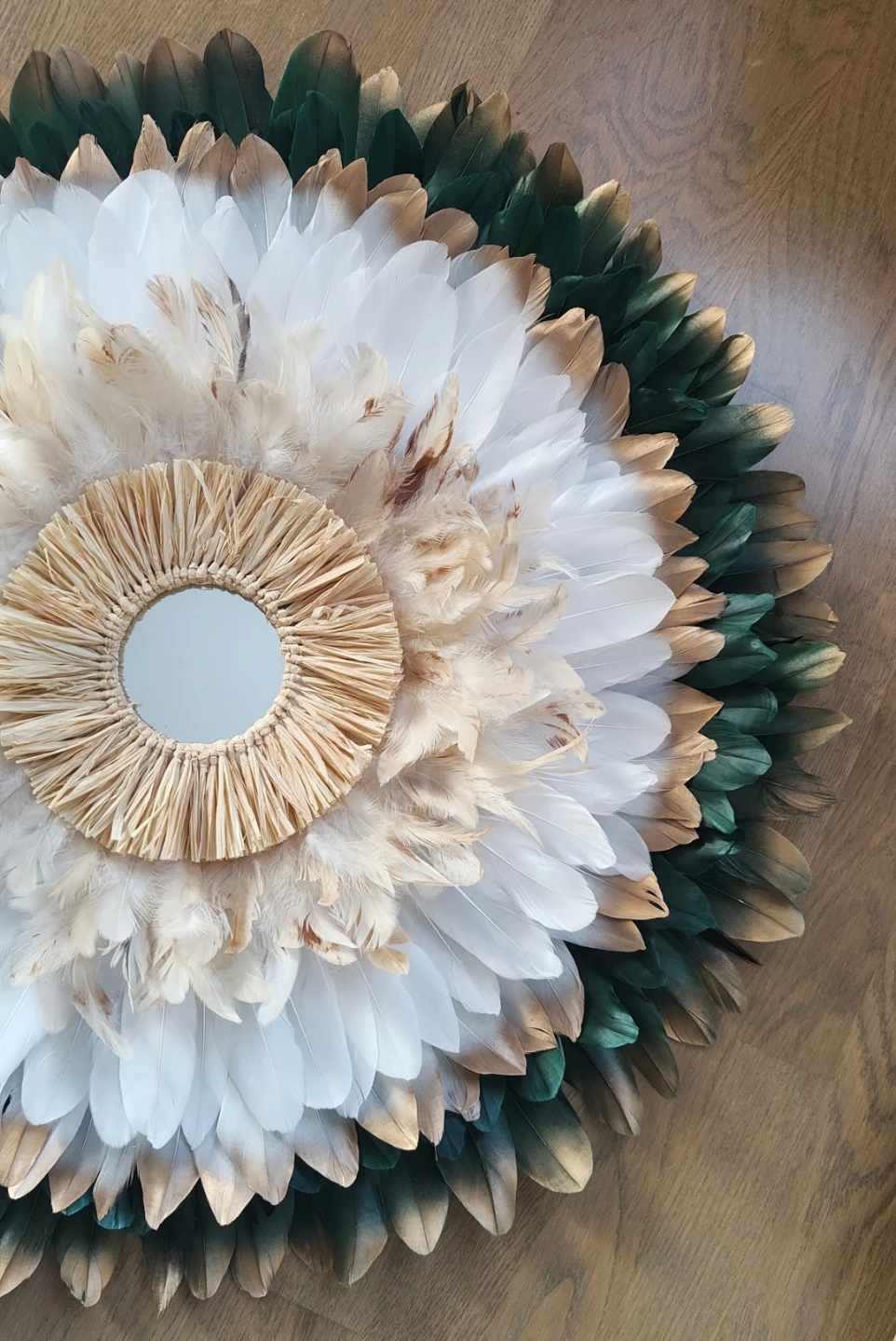 Feather Wall Mirror Decor - pick your size and color ! - photo 2